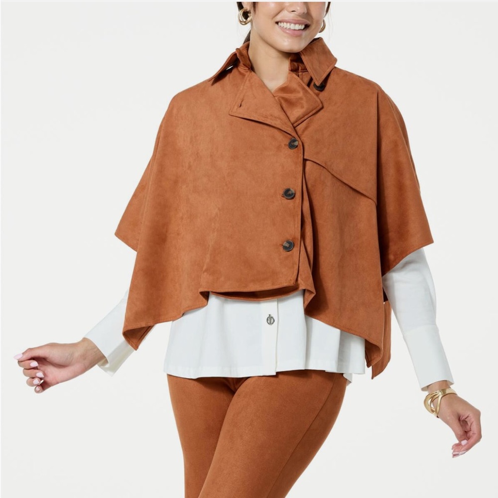 New Marla Wynne trench style faux suede cape